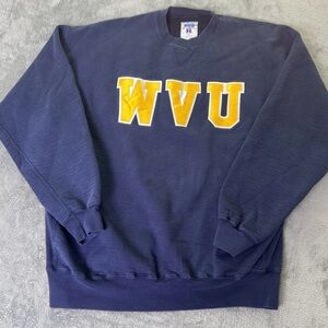 Vintage Navy Embroidered WVU Men's Sweater Made In USA